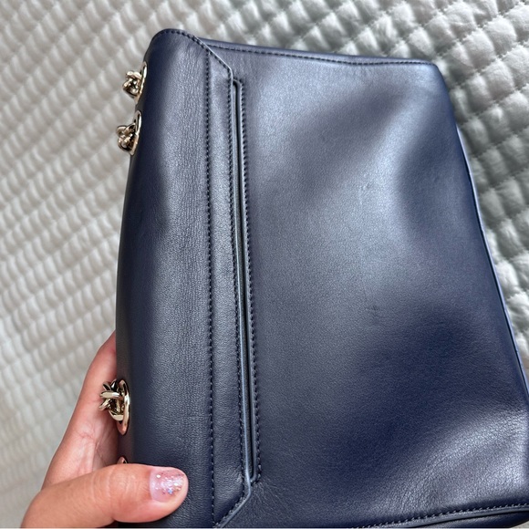 EUC Kate Spade Blue Leather Floral Chain Strap Bag - Picture 11 of 13